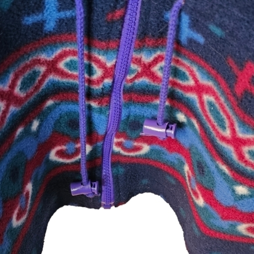 British Mist Reversible Aztec Print Windbreaker Fleece Jacket Sz L Vintage 80s. - Picture 4 of 12